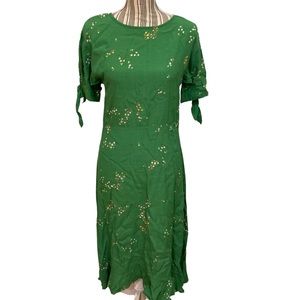 Faithfull the Brand Anthropologie green floral dress 6